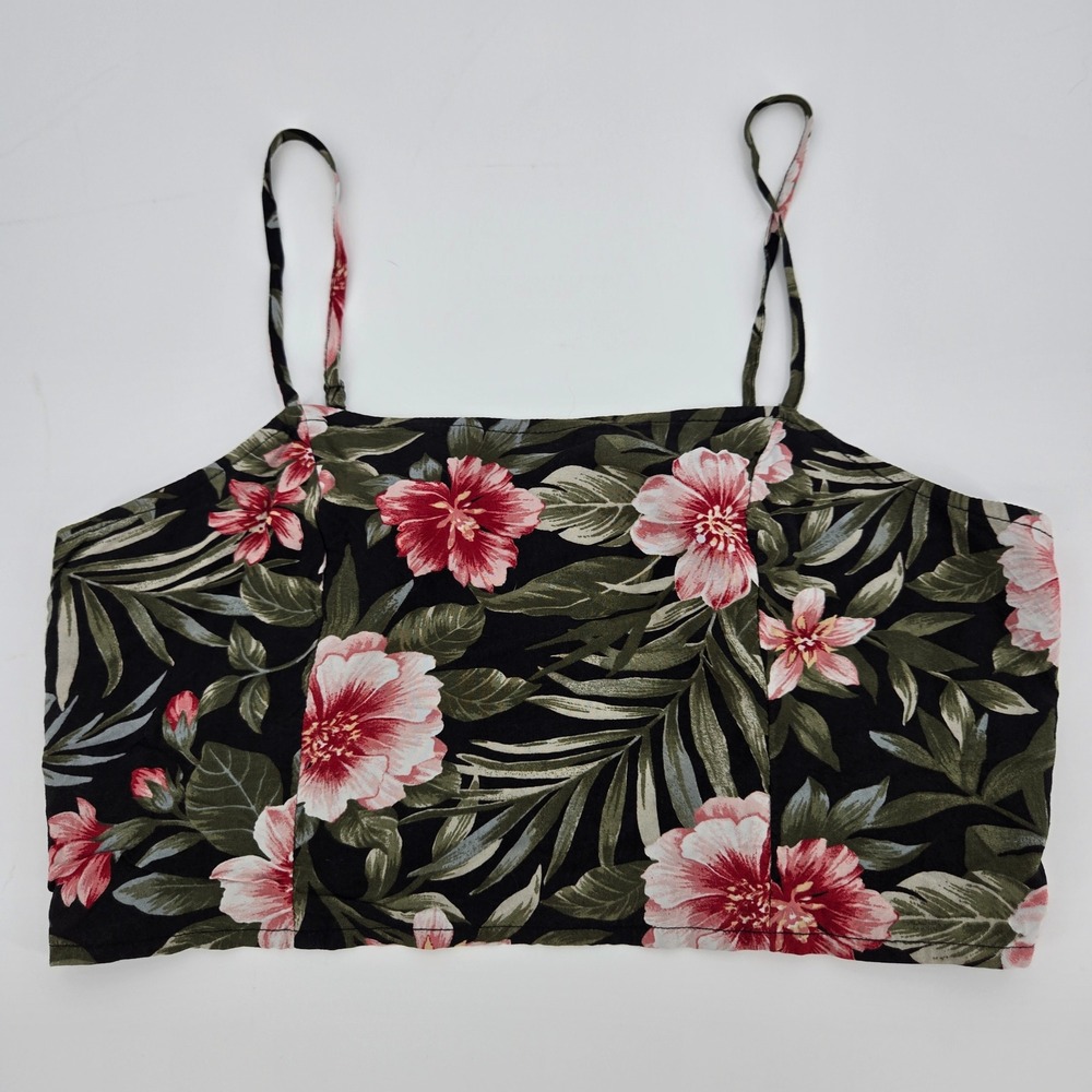 American Eagle Floral Crop Top Small Tropical Hibiscus Cami Tank Festival VGUC